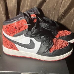 Nike Kids Black, White, and Red High-Top Sneakers